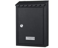 Bakaji Cassetta Postale da Parete in Acciaio Inox Buca Lettere per Posta da Esterno con Chiusura a Chiave (Nero)