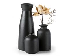 CEMABT Ceramica Vaso Set-3 Piccolo Fiore Vaso Per Decor, Minimalista Boho Stile Decor per Matrimonio Cena Tavolo Partito Soggiorno Ufficio Camera da letto… (Nero)