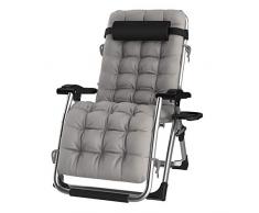 DQCHAIR Sedie a Sdraio Reclinabili Zero Gravity Sedie a Sdraio allaperto Giardino a Dondolo Sedia a Sdraio per Spiaggia Campeggio Supporto 200kg (Color : with Gray Cushion)