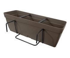 SET BALCONIERA FIORIERA TORTORA FANGO CON GANCI DA BALCONE IN ABS ANTIURTO 50X17X16H