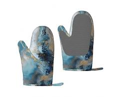 Guanti da forno in silicone resistente al calore stampati in marmo guanti da barbecue guanti da barbecue per grigliare cottura cottura
