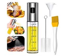 KONEE Spruzzatore Olio, Nebulizzatore Olio/Aceto, Bottiglia dolio Portatile per Cottura Giornaliera/Barbecue AllAperto/Viaggio in Campeggio, Incluso Pennello da Forno, Spazzola e Imbuto (100ML)