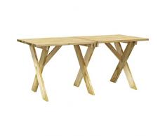 vidaXL Tavolo da giardino in legno di pino impregnato, tavolo da giardino, tavolo da pranzo, tavolo da balcone, tavolo da giardino, tavolo esterno, 160 x 73 x 70 cm