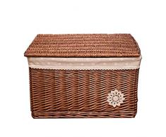 FOMIYES Cestino di Immagazzinaggio del Rattan Bin Tessuti A Mano in Rattan di Vimini Cestino da Picnic Cestino Merenda Cibo Pane di Frutta Contenitore di Stoccaggio di Articoli Vari (S)