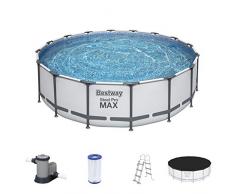 Bestway Steel PRO Max Piscina con Telaio in Acciaio, Grigio