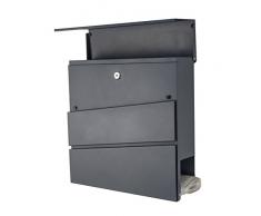 Cassetta della posta mod. 333, in acciaio inox, da parete, grigio antracite RAL7016, con porta-giornali