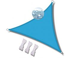 MEEYI Tende da Sole per Esterno 6x6x6m Vela ombreggiante Triangolare Vela Parasole ombreggiante Vele ombreggianti triangolari Protettiva dal Sole Raggi 98% UV con Corda di Fissaggio-Lago Blu