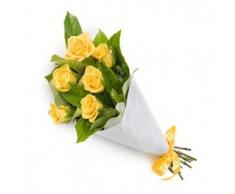 Mazzo di 6 rose gialle fresca. Envio a domicilio.
