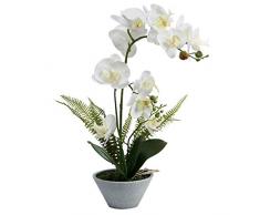 Omygarden Fiore di orchidea artificiale con vaso, finta Phalaenopsis, decorazione per casa, ufficio, matrimonio