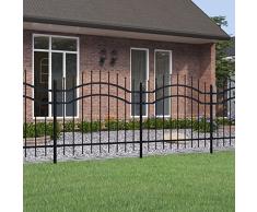 Festnight Recinzione da Giardino con Punta a Lancia, Recinzioni in Ferro, Recinzione Giardino Metallo, Staccionata da Giardino, Nera 140cm Acciaio
