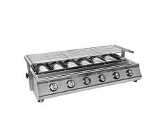 6 bruciatori per barbecue GPL, barbecue a gas, senza fumo, in acciaio inox, per picnic allaperto, barbecue in altezza regolabile