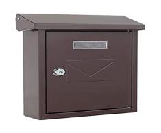 Rottner cassetta postale Cesena Marrone, in acciaio, con tettuccio parapioggia inclinato, targhetta portanome, goffratura sullo sportello e serratura a cilindro di colore marrone.