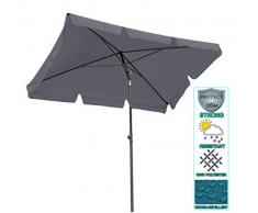 QUICK STAR - Ombrellone da balcone, 200 x 125 cm, rettangolare, pieghevole, grigio
