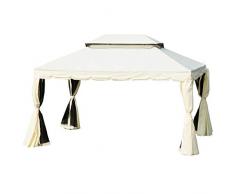 Outsunny Gazebo di Lusso Tendone da Giardino con Tettoia Idrorepellente 3x4m Beige