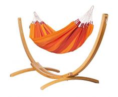 LA SIESTA Orquidea Jungle - Amaca singola classica in cotone con struttura in legno certificata FSC