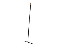 Fiskars Rastrello a denti curvi, 14 denti, Larghezza: 36 cm, Testa in acciaio al carbonio temprato/Manico in alluminio, Nero/Arancione, Solid, 1016036