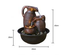 Zxb-shop Fontane Decorative Vaso Antico Naturale dell'interno Feng Shui Fontana Fontana del Desktop Decorazione Desktop Creativo Decorazione della casa (Marrone) Decorazione dell'entrata Domestica