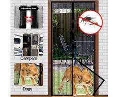 Ailiebhaus magnetica zanzariera porta protezione dagli insetti, Tenda Moschiera zanzariera magnetico chiusura automatica per balcone porta soggiorno Terrazzi klebmontage senza forare 90 x 210 cm NERO