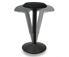 Backerz Sgabello Girevole - Oscillante, Regolabile da 55 a 80 cm - Seduta Ergonomica Compatta per Casa, Ufficio, Studio - Cuscino in Schiuma, Esterno in Lino Impermeabile - Sgabello Nero Opaco