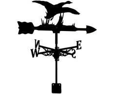 WENCY Indicatore di direzione del Vento Big Goose, banderuola Nera, banderuole segnavento for Giardino DOca, Strumento di misurazione del Tetto dellazienda agricola con Supporto in Metallo f