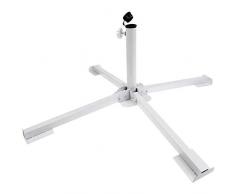 Aurora Store Base Pieghevole per Ombrellone a Palo Centrale Stand Treppiede Supporto in Metallo Colore Bianco Adatto per Ombrelloni di 34/38 mm Dimensioni Aperto 84 x 84 x 30 cm