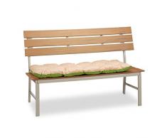 Relaxdays 10023474_53 Cuscino per Panca da Giardino, Imbottitura Panchina a 2 Posti da Legare Pieghevole, HLP: 8x118x52cm Verde/Beige