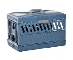 PawHut Trasportino per Cani e Gatti Pieghevole Salvaspazio e Convertibile in Cuccia per Animali, 56x31x37cm, Blu