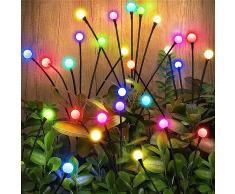 GGISUI Lampade Solari da Giardino, 4 in 1 Luci Solari Esterno con Telecomando, Ricaricabili USB Luce Solare 32 Led Firefly Esterno, 8 Luci Modello, IP65 Impermeabile, Timer Automatico