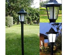 Lampada da giardino, lampada per esterni, nera, a energia solare, per patio, vialetto, giardino, White, taglia unica