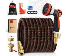 WEUE Tubo da Giardino,Tubo Espandibile da Irrigazione 15m(50ft) Tubo Acqua Giardino,10 Modelli di Ugelli 3 Strati di Lattice Anti-piega Tubo con Raccordi da 3/4 e 1/2