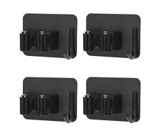 MaoXinTek Portascope da Muro Autoadesivo Portaspazzole da Scopa e Ganci Salvaspazio in Acciaio Inossidabil per Bagno o Cucina Giardino 4Pcs Nero