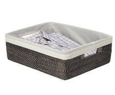 Kouboo Laguna cestino in rattan con fodera, nero Wash P, Rattan e vimini, Black Wash, 45.72 x 35.56 x 15.24 cm