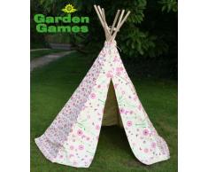 Garden Games Teepee 3041 - Teepee Tenda Indiana in Cotone con Fiori e Farfalle per Bambini