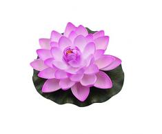Cuiyoush - 1 pezzo artificiale di fiori finti di loto per giardino, laghetto e acquario, decorazione artigianale viola chiaro