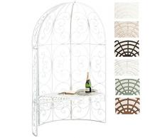 CLP Padiglione Giardino con Panca Rosie I Gazebo Padiglione in Ferro I Pergola A Semiluna Portata Max 200 kg, Colore:Bianco