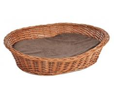Cesta per cani e gatti di piccole dimensioni, in vimini, con cuscino, per animali domestici