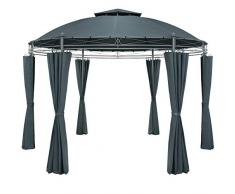 CASARIA Gazebo Giardino Toscana Padiglione Rotondo di Lusso Ø350cm Idrorepellente per Feste Antracite