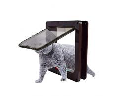 Gattaiola Per Gatti , Porta Schermo Animali Domestici, Porta Gatti E Cani ,Entrata E Uscita Controllabile, Quattro Vie Bloccabile E Facile Installare, Porta Scorrevole Per Animale Domestico,Marrone,M