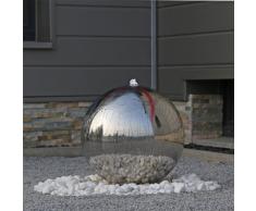 Fontana in Acciaio Inox con Grande Sfera Diametro 48cm Lucido e Illuminazione a LED, Fontana da Giardino a zampillo Uso Esterno Inossidabile