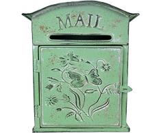 Cassetta Postale Vintage in Metallo for Esterni Vernice Shabby Chic Cassetta Postale da Parete in Stile Americano Decorazione Fiori e Uccelli da Giardino