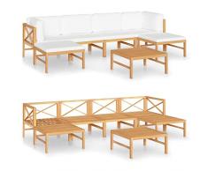 vidaXL Set Divani Giardino 7pz Cuscini Crema in Legno Massello di Teak