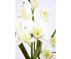 artplants Orchidea artificiale Cymbidium NALA in vaso, 2 rametti, bianco-crema, 70 cm - Orchidea in vaso di terracotta/Orcidea finta