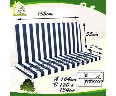C.S. Cuscino per Dondolo lastra 135 Cm 3 Posti Bianco/Blu