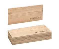 Navaris Set 6 Tavole Affumicatura BBQ - Tavola Legno per Affumicare Carne Pesce Verdura - Tavolette Aromatiche Cedro - Assi Griglia Barbecue 30x15cm