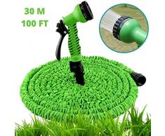 Patabit Canna Acqua Estensibile Giardino | Tubo Acqua Giardino Estensibile Irrigazione | Pompa Acqua con Set da Giardino con Pistola Acqua | Spruzzatore A Pressione Irrigatori da Giardino (30M-100FT)