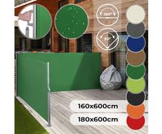 Jago Tenda Parasole Laterale Avvolgibile - Dimensione e Colore a Scelta 160x600, 180x600 cm, Protezione UV, Montaggio a Pavimento - Tenda Paravento da Sole, Privacy, da Giardino, Balcone, Terrazzo