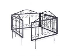 Relaxdays 10020696_469 Bordura per Aiuola in Metallo Set da 4 Stile Gotico Vintage Recinzione Giardino 4 Pannelli 34,5 x 56,5 cm Nero