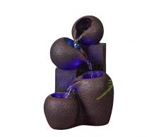 Fontana interna cascata a 4 livelli vaso effetto pietra naturale luce LED colorata, decorazione interna Zen ed elegante, fontana da tavolo, idea regalo eccezionale, H 25 cm - Luba ZenLight