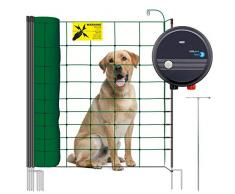 VOSS.PET Set per Recinzione elettrica recinzioni in Giardino, per recinzioni mobili con Rete elettrificabile 108 cm 14 Pali 2 Punte Verde, palo di Messa Terra ed elettrificatore fenci M09