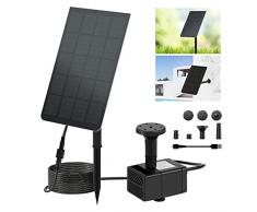 ZYGODLUK Fontana Solare da Giardino, 2.5W Pompa Solare con USB, Pompa Dellacqua Spugna Filtrante e 7 Ugelli per Vasca da Bagno per Uccelli, Laghetti, Piscina, Giardino, Acquario e allAperto